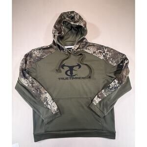 TrueTimber Men’s Camo Hoodie Strata Pullover Fleece Sweatshirt Size L